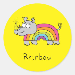 Rhinbow Rhino Rainbow Stickers Yellow