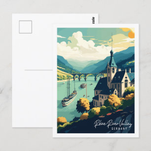 Rhine River Valley Germany vintage travel place Postcard
