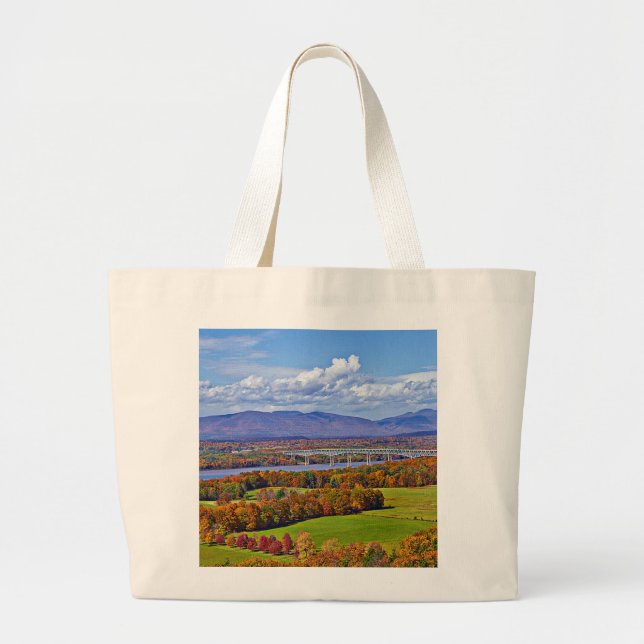 Rhinecliff Bridge in the fall Large Tote Bag (Front)
