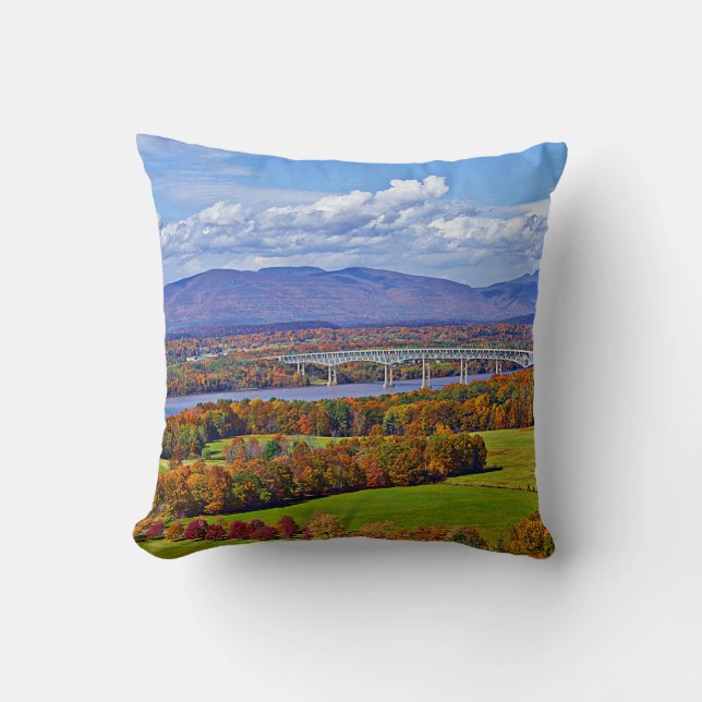Rhinecliff Bridge in the fall Throw Pillow (Front)