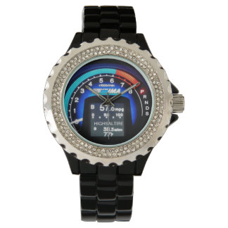 Rhinestone avec montre de compteur rév en Émail no