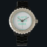 Rhinestone Black Enamel Watch<br><div class="desc">Rhinestone Black Enamel Watch</div>
