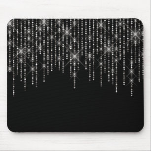Rhinestone Bling on Black Mouse Pad