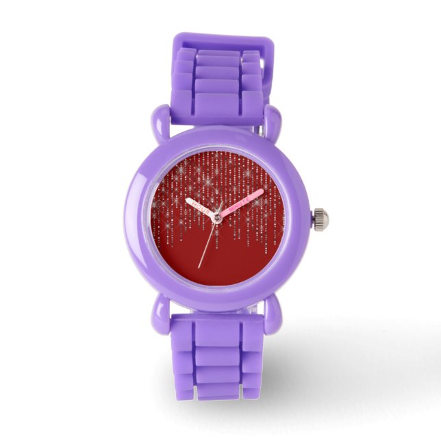 Rhinestone Bling on Red Watch (Front)