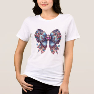 Rhinestone Bow Tie T-Shirt for Fashion Enthusiasts Tri-Blend Shirt