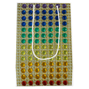 Rhinestone colours on faux gems in sparkle rows medium gift bag