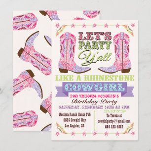 Rhinestone Cowgirl Birthday Party Invitations