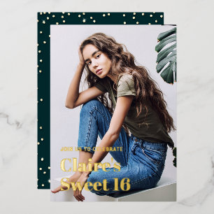 Rhinestone Glam Gold Modern Elegant Sweet 16 Photo