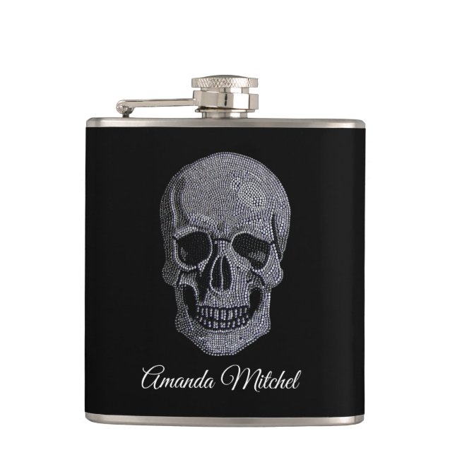 Rhinestone Skull Hip Flask (Front)