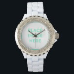 Rhinestone White Enamel Watch<br><div class="desc">Rhinestone White Enamel Watch</div>