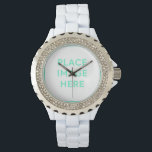 Rhinestone White Enamel Watch<br><div class="desc">Rhinestone White Enamel Watch</div>