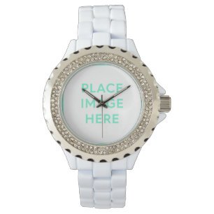 Rhinestone White Enamel Watch