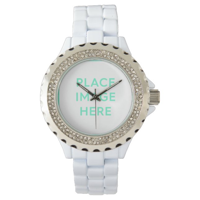 Rhinestone White Enamel Watch (Front)