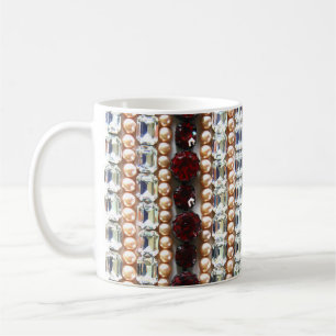 Rhinestones and pearls - vintage jewellery coffee  mug