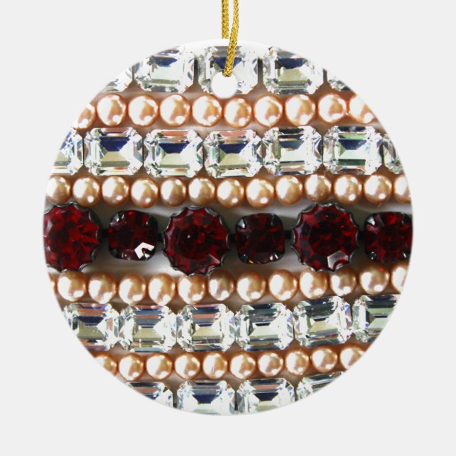 Rhinestones and pearls - vintage jewelry ceramic ornament (Front)
