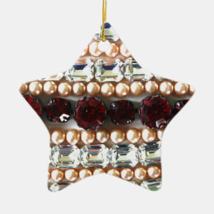 Rhinestones and pearls - vintage jewelry ceramic ornament