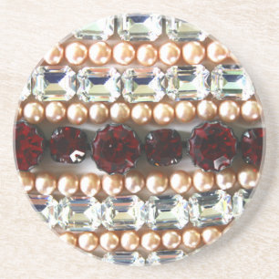 Rhinestones and pearls - vintage jewelry coaster