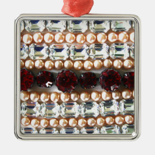 Rhinestones and pearls - vintage jewelry metal ornament