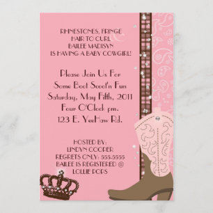 RHINESTONES, FRINGE & PINK 2 COWGIRLS Invitation
