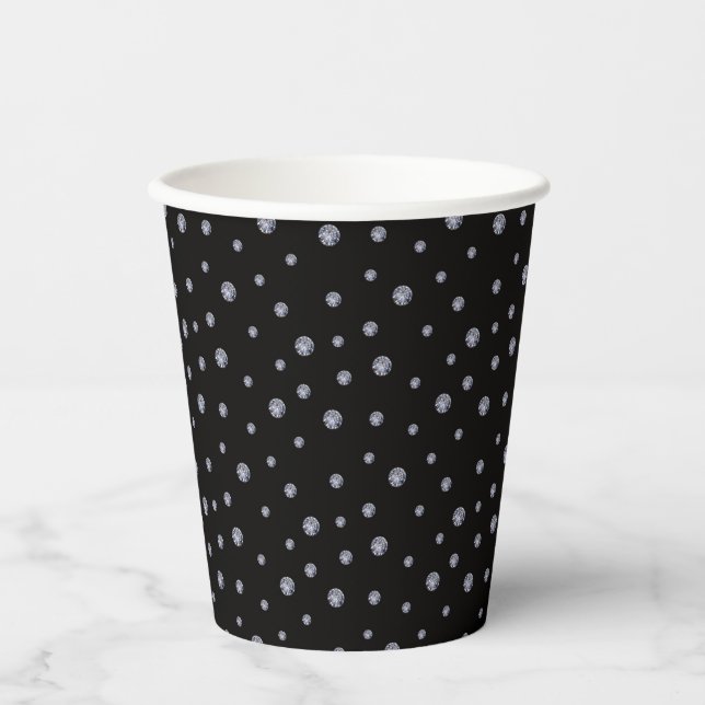 Rhinestones on black paper cups (Front)