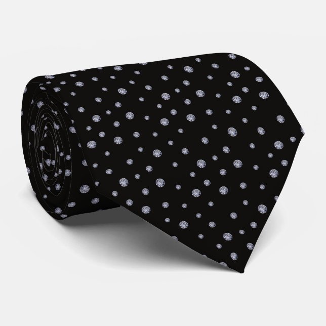 Rhinestones on black tie (Rolled)
