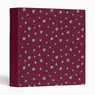 Rhinestones on dark red binder
