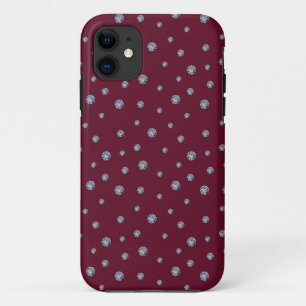Rhinestones on dark red iPhone 11 case