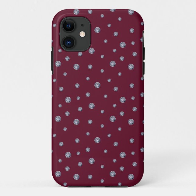 Rhinestones on dark red Case-Mate iPhone case (Back)
