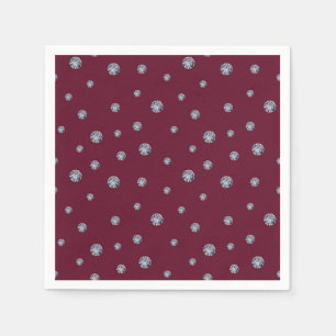Rhinestones on dark red napkin