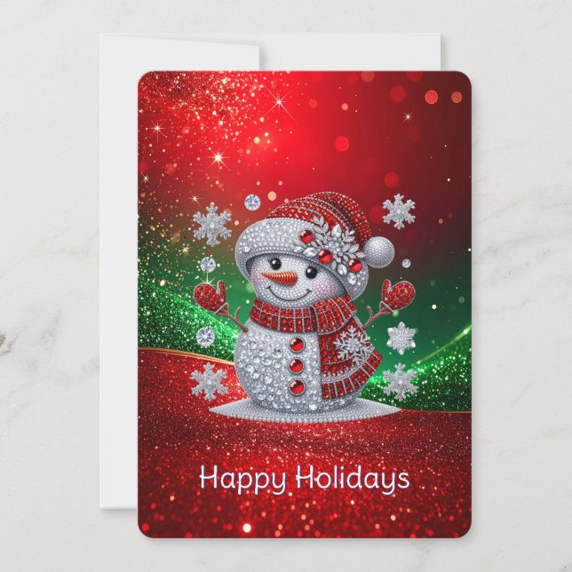 Rhinestones Snowman Holiday Card (Front)