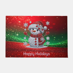 Rhinestones Snowman Holiday Doormat