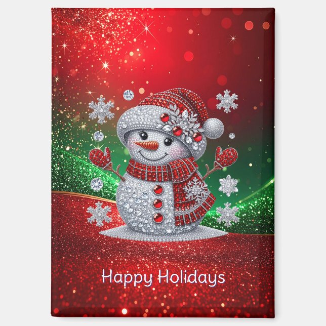 Rhinestones Snowman Holiday Magnet (Recto)
