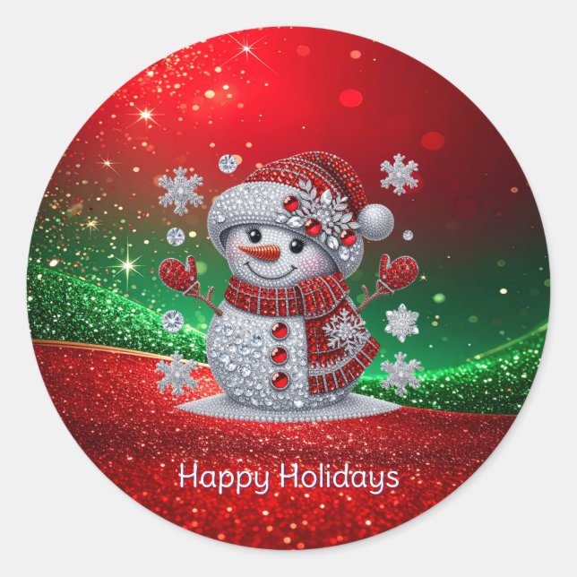 Rhinestones Snowman Holiday Sticker (Devant)
