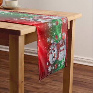 Rhinestones Snowman Holiday Table Runner