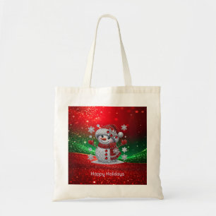 Rhinestones Snowman Holiday Tote Bag