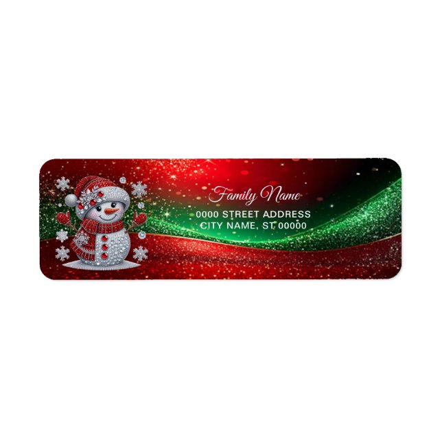 Rhinestones Snowman Return Address Label (Devant)