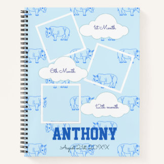 Rhino 1er anniversaire Baby Milestone Carnet invit