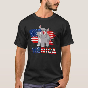 Rhino American Flag Sunglasses Merica  4th Of July T-Shirt