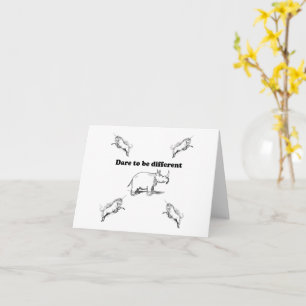 Rhino Among Unicorns Dare to be Different Cartoon Card