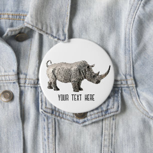 Rhino Animal Cute Adorable Custom 4 Inch Round Button