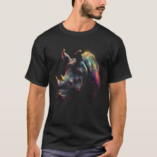 Rhino Artwork Colourful Animal Rhino T-Shirt
