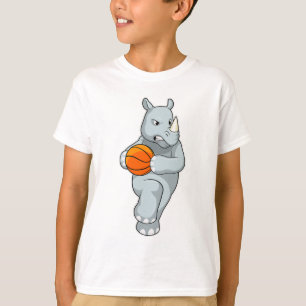 Rhino as Basketball player with Basketball T-Shirt