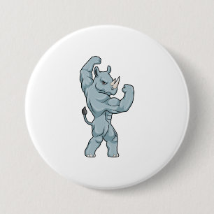 Rhino as Bodybuilder extreme 3 Inch Round Button