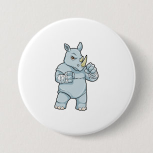 Rhino as Boxer at Boxing 3 Inch Round Button