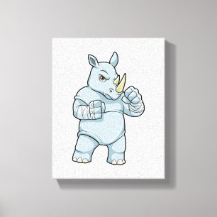Rhino as Boxer at Boxing Canvas Print