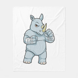Rhino as Boxer at Boxing Fleece Blanket
