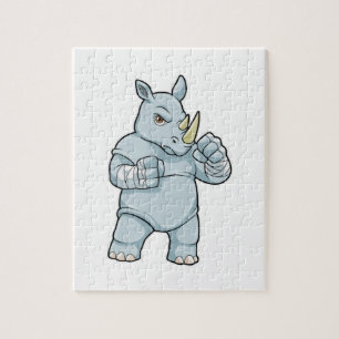 Rhino as Boxer at Boxing Jigsaw Puzzle