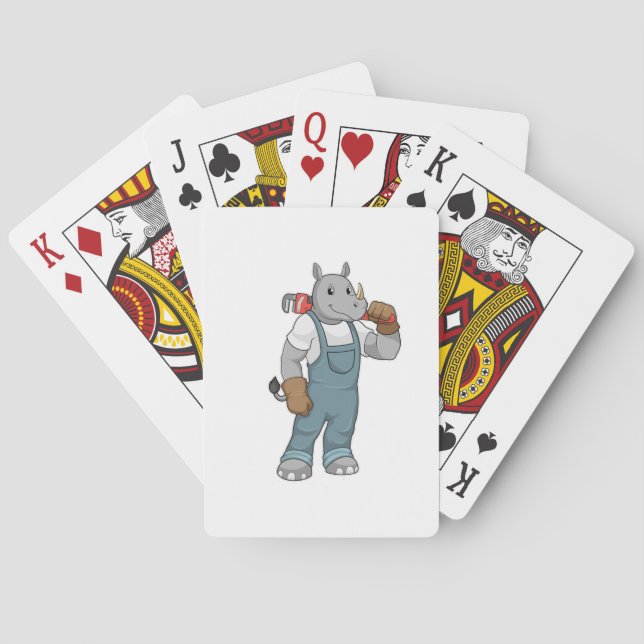 Rhino as Handyman with Water pump pliers Playing Cards (Back)