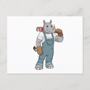 Rhino as Handyman with Water pump pliers Postcard