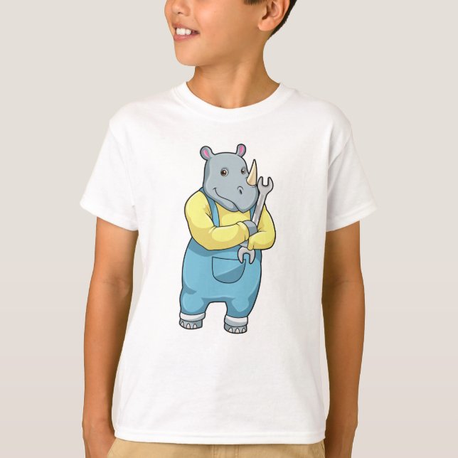 Rhino as Mechanic with Wrench T-Shirt (Front)